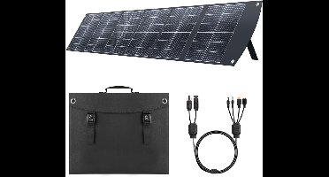 RVV® Zonnepaneel Opvouwbaar - Draagbare Zonnepaneel - Zonnepaneel - met Standaard - Zwart - 10cm x 10cm x 10cm