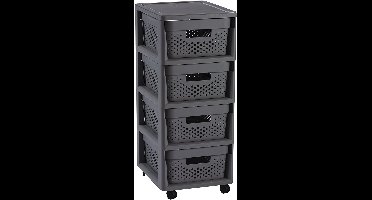 Curver Infinity Dots Ladesysteem - 4 lades van 11L - met wieltjes - 36x30×66 cm - Antraciet