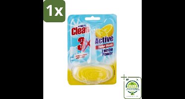 1 x At Home - Clean - Toiletblok - 3in1 Active - Lemon Power - Neutraliseert & Reinigt - 1 Blok - Toiletblok - Toilet Schoonmaak - Toilet Reiniging - Geur Neutraliserend - Citroen Geur