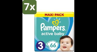 Pampers – Luiers – Active Baby Dry Maat 3 – 66 Luiers - Bulkverpakking - 7 stuks