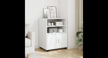 Rolkast met 3 laden en wielen, moderne witte archiefkast 60x48x81 cm, multifunctionele opbergkast voor kantoor, slaapkamer en woonkamer