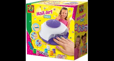 SES Creative - Nail Art Salon - Kindernagellak - Nageldroger op Batterijen - 6 Kleuren Nagellak - Unicorn Decoroaties - Nagelvijl - Glitter Diamantjes - Makkelijk Af Te Halen - Made in Holland - Vanaf 6 jaar