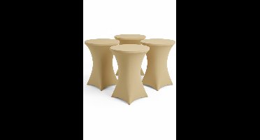 BRASQ Statafelrok Goud - ∅80-74 x110 cm - Set van 4 - Statafelhoes - Stretch Rok - Tafelrok voor statafel