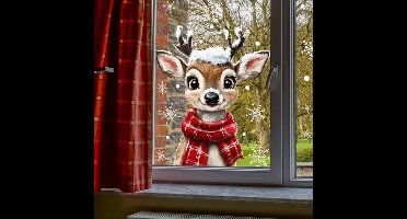 Raamstickers Kerst - Rendier - Herbruikbaar - Winterse Raamdecoratie