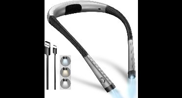 RVV® Neklamp - Nekleeslamp - Leeslamp - Buigbare Armen - Oplaadbaar- grijs- 26cm x 19cm x 3cm