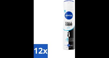 NIVEA – Deodorant Spray – Black & White Invisible Pure – 150 ml - Voordeelverpakking - 12 stuks