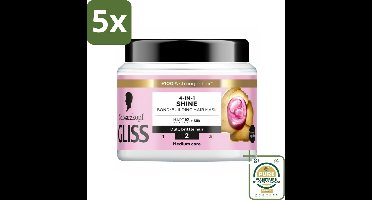 5 x Gliss - Haarmasker - 4in-1 Hair Mask - Voor Zijdezacht en Glanzend Haar - 400 ml - Grootverpakking - Haarmasker - Zijde - Glans - Haarherstel - Haarvoeding