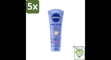 5 x NIVEA - Handcrème - Zachte Handen & Nagelverzorging - Natuurlijke Macadamia & Lotusbloem - 100 ml - Grootverpakking - Handcrème - Verzorging Handen - Nagelverzorging - Macadamia Olie - Zachte Handen