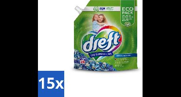 15 x Dreft - Vloeibaar Wasmiddel - Ochtendfris Navul - Fris en zuinig - 28 Wasbeurten - Ochtendfris - Vloeibaar Wasmiddel - Navulverpakking - Fris En Zuinig - Duurzame Wasmiddelen