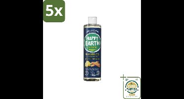 5 x Happy Earth – Douchegel – 100% Natuurlijk Men Protect – 300 ml - Grootverpakking - Douchegel Mannen - Natuurlijke Douchegel - Vegan Douchegel - 3-in-1 Douchegel - Gezichtsreiniging