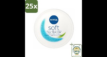 25 x NIVEA - Crème - Zachte Pot - Hydraterend - Gezicht, Lichaam, Handen - 200 ml - Grootverpakking - Hydraterende Crème - Gezichts- En Lichaamscrème - Zachte Huid - Vitamine E - Jojoba-olie