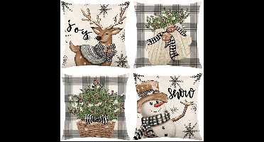 Boraboi® Decoratieve winterkussenslopen met kerstmotief voor huis en kantoor 45 x 45 cm