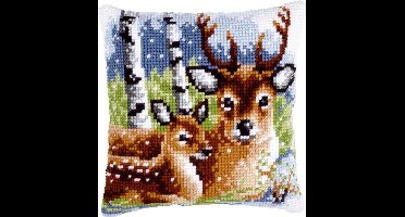 Vervaco - Kruissteekkussen kit - Hertenfamilie - PN-0147043 - Borduren - Borduurpakket - Borduurpakket volwassenen - Borduurpakket kind