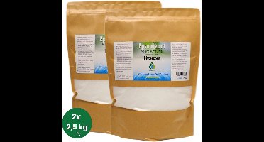 SoLMAG Epsom zout 5 kg (2x2,5 kg) - Bitterzout - Magnesium sulfaat - Badzout - Magnesium sulfate - Epsomzout - Epsom salt - Sal de Epsom - Epsombadzout - Voetenbad - Food Grade kwaliteit