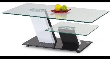 Glazen salontafel Savana 110 cm breed wit met zwart