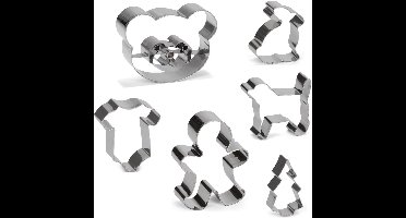 Patisse - 6 x uitsteekvormen - Speculaaspop - Hond - Haas - Panda - Kerstboom - Baby romper