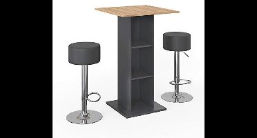 Vicco Bar table set "Rodeo", Anthracite/Powerful oak gold, 70 x 70 cm with 2 bar stools