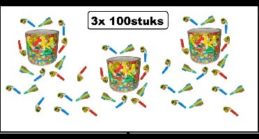 3x 100 roltongen in box assortie - Totaal 300 stuks - Themafeest optocht uitdeel carnaval