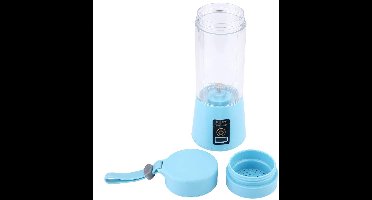 Elektrische fruitbeker, draagbare elektrische vruchtensapmixer met USB-aansluiting, sapcentrifuge, dubbel mes, multifunctionele persoonlijke mixerfles voor sportschoolkeuken (blauw)