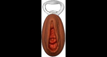 Humoristische Donkerbruine Silicone Flesopener met Vaginale Vorm – Ondeugend Cadeau voor Feestjes & Vrienden