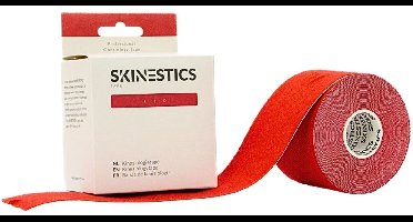 Skinestics Kinesiologie tape – Sport tape – Fysio tape – Kleur Rood – nu 20% langer, 600 cm lang bij 5 cm breed, 170% rekbaar gelijk aan menselijke huid, standaard voorzien van extra sterke lijm, katoen, voor het hele lichaam, medical taping