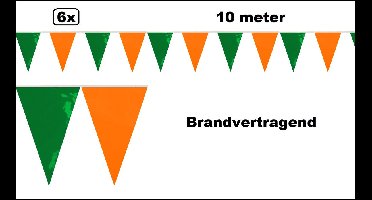 6x Vlaggenlijn oranje/groen brandvertragend 10 meter