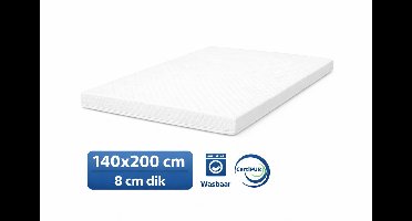 Kikishop Topdekmatras 140x200 – 8 cm HR Koudschuim – Afritsbaar & Wasbaar – CertiPUR® Gecertificeerd – Medium Hardheid – Comfort Matrastopper