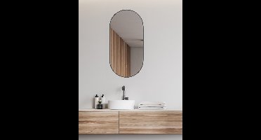 Nomi spiegel met lijst ovaal met LED, dimbaar en spiegelverwarming 50 x 100 cm gunmetal