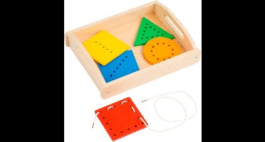 Educo Educatief speelgoed 'Rijg de veter' - Sensorisch speelgoed 1 jaar - Spelend leren Motoriek - Houten speelgoed