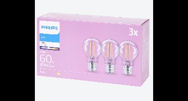 Philips filament-lampen 60 watt | 806 lumen | 3 stuks