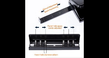 Verstelbare 6-gaats pons – metalen losbladige perforator voor A5, A6, en Personal Planners (roze)