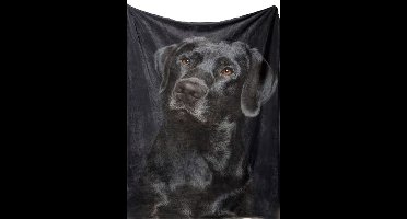 Fleece deken - labrador - zwart - hond - flanel - plaid - 130 x 150 cm