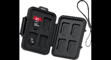 BOTC SD Kaart houder - SD Kaart Tasje - 16 Kaarten Slots - Geheugenkaart houder - Micro-SD kaart houder - Zwart