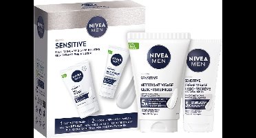 - NIVEA MEN Senstive Face Skincare Geschenkset Mannen- Giftset Gezichtsverzorging Routine - Cadeau Verjaardag Man – Vaderdag cadeau