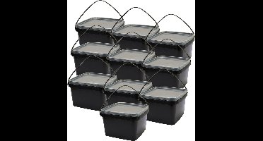 Eurocatch Emmer - Zwart met transparante deksel - Hersluitbaar - 10x - 2,5L