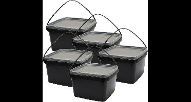 Eurocatch Emmer - Zwart met transparante deksel - Hersluitbaar - 5x - 2,5L