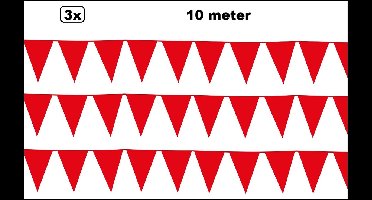 3x Vlaglijn rood 1000 cm - Vlaggenlijn - Red Carnaval thema feest
