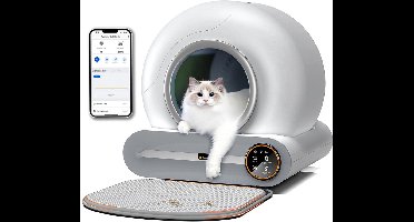 Automatische Kattenbak - Zelfreinigend Electrische Kattenbak - Bedienen via App - 65L + 9L - Incl stekkeradapter en 1 rollen Kattenbakzakken - Slimme Waarschuwing - Gezondheidsbewaking - Excl. Kattenbakmat