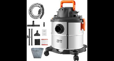 VEVOR Nat-Droogzuiger Industriële Stofzuiger 20L 6HP 1200W met Sproeiers Zilver