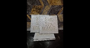 Eviva Home Deco Luxe Onderzetters Set van 4 - Lichtgrijs / Zilver Look - "Sip, Sip, ROARRR."