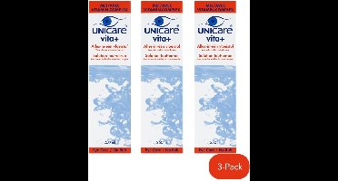 Unicare Vita+ - Alles-in-één Lenzenvloeistof - 3 x 250 ml - Voor zachte contactlenzen - Unieke formule met Provitamin B5 - Inclusief lenshouder