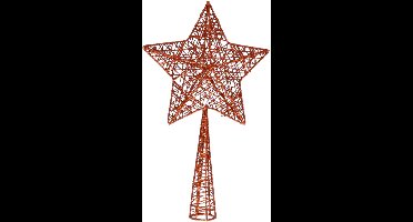 Kunststof ster piek/kerstboom topper glitter koper 28 cm - Kerstversiering/kerstboomversiering