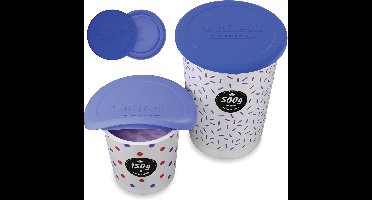 Qikfresh Reusable Silicone Lids Pack of 2 - Joghurt Lids for 150–500 g Cups - Airtight Leakproof and Flexible - Silicone Keeping Lid (Blue)