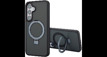 Accezz Hoesje - Geschikt voor Samsung Galaxy S25 Plus - Ring Stand Backcover met Magnetische Ring - Zwart