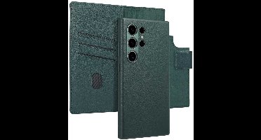 Accezz Hoesje - Geschikt voor Samsung Galaxy S24 Ultra - Leather Bookcase 2-in-1 met Magnetische Ring - Cedar Green