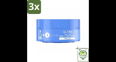 3 x Taft - Ultra 2 - Gel Wax - Wetlook - 75 ml - Grootverpakking - Haarproducten - Stylinggel - Haarwax - Glans - Controle