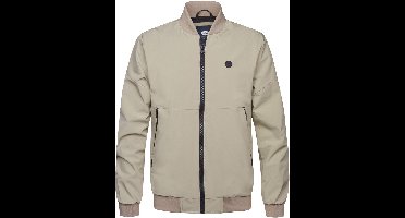 Petrol Industries Bomberjack Heren - Bomber Jacket met Rits en Ribboord - Polyester Elastaan - Geribde Kraag - Ritszakken - Mannen Jas - Beige - Maat M