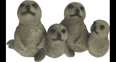 Beeld 4 zittende zeehonden op rij – Decoratie 9.5 x 5 x 5 cm