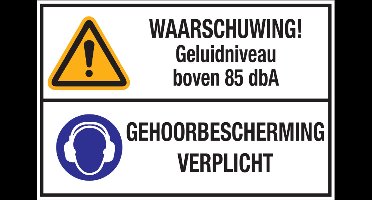 Waarschuwing Hard Geluid – Gehoorbescherming Verplicht – 30x15 cm – Veiligheidsbord I ISO 7010