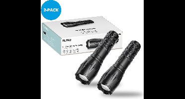 FlinQ militaire zaklamp – 1000 lumen LED – SOS functie - werkt op batterijen – waterdicht – ideaal voor noodpakket – kind veilig – 1000 m zicht – 2 stuks